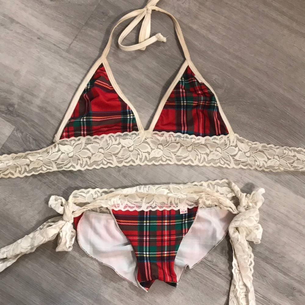 Chynna Dolls Plaid Scrunch Butt Bikini